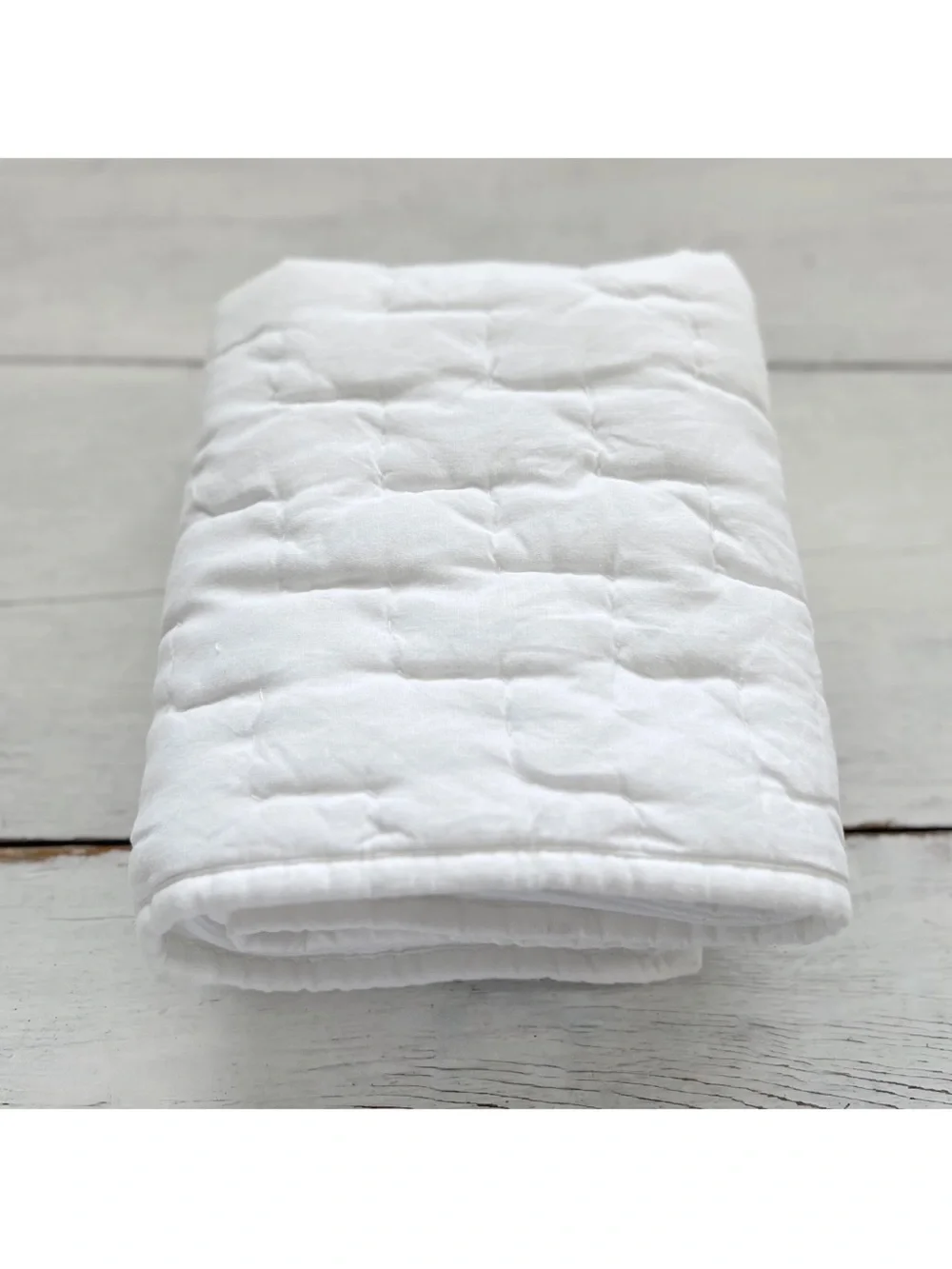 1 Pottery Barn Bliss Handcrafted KING Quilted Pillow Sham White Cotton Linen EUC